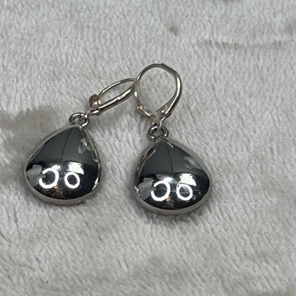 Blue Stone Teardrop Dangle Earrings Silver Tone Sparkly Prom Bridesmaid Faceted - Picture 6 of 6